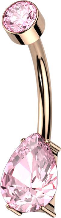 Actual product image Star Piercing Banane Innengewinde rosegold Zylinder Kristall pink Kristalltropfen pink (without brass, Titanium G23)