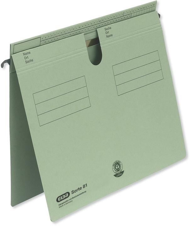 Produktbild Elba Hängehefter Sorte 81, überstehende Reiterfalz, grün Manilakarton 250 g-qm, Metallhängeschiene, kaufm (A4, 1 x)