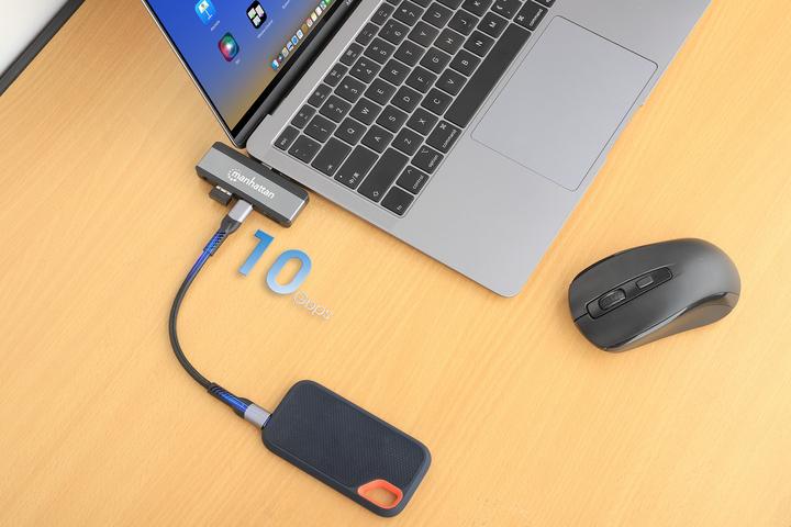 Actual product image Manhattan USB-C PD to HDMI 4-in-1 mobile docking station for laptop and tablet (USB-C, 1 Ports)