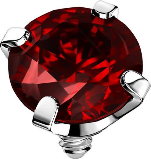 Star Piercing Dermal Anchor silber Kristall rot gefasst (ohne Messing, Chirurgenstahl 316L)