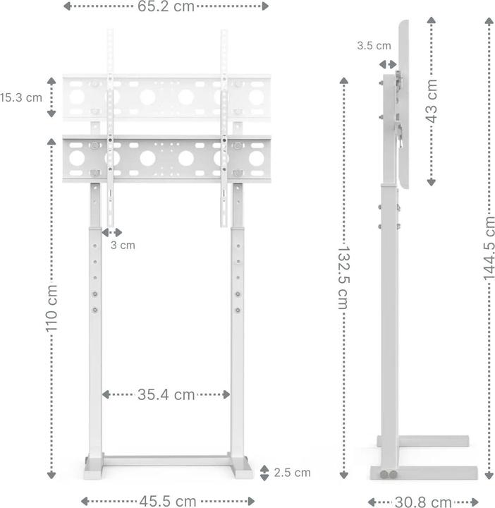 Actual product image Hermex Universal TV-Ständer LCD Fernseher Bildschirm Standfuss Display Weiss (65", 40 kg)
