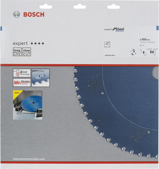 Produktbild Bosch Professional Zubehör Kreissägeblatt Expert for Steel, 355 x 25,4 x 2,6 mm, 90