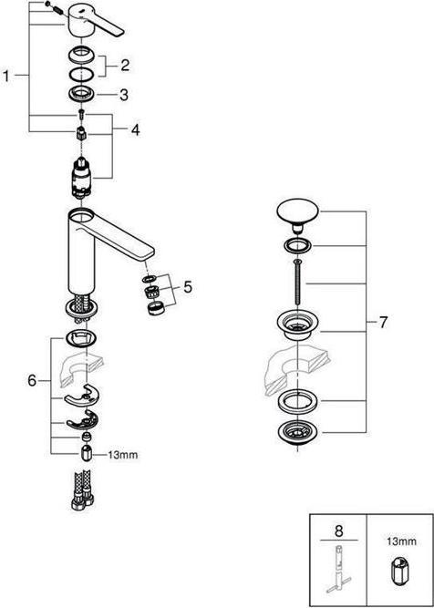 Image du produit Grohe Mitigeur monocommande linéaire pour lavabo S-Size