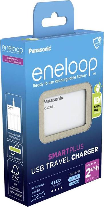 Produktbild Panasonic eneloop Smart Plus USB Travel Charger BQ-CC87 (AA, AAA, Ladegerät inkl. Akku)