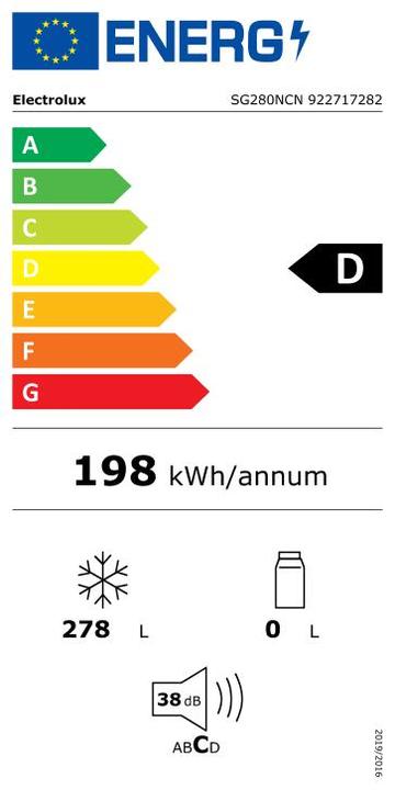 Energie-Label Electrolux SG280NCN (Freistehend, 278 l)