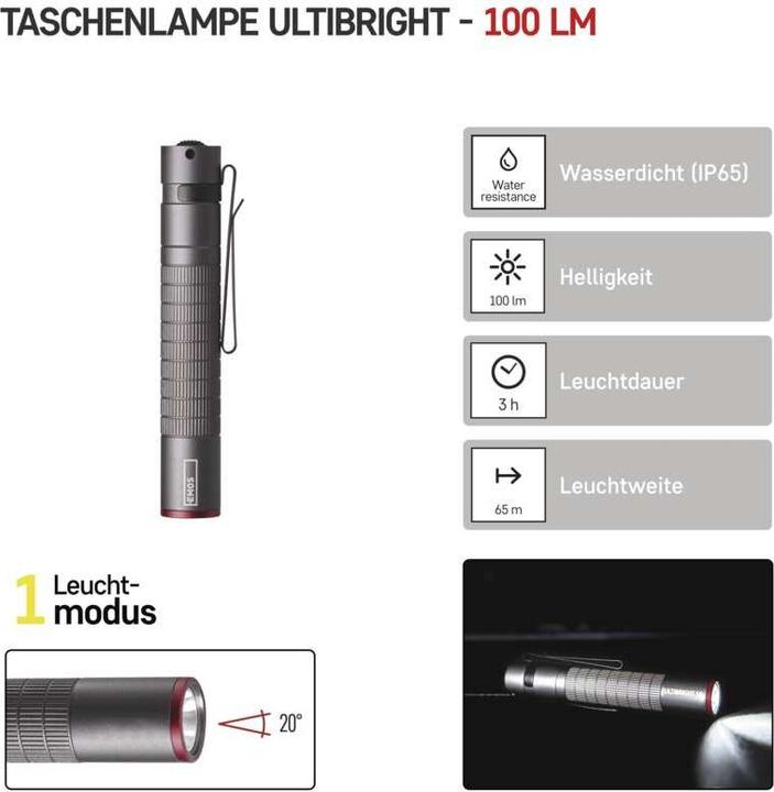 Produktbild Emos CREE LED Metall-Taschenlampe Ultibright 50, 100lm, 1xAAA (9.80 cm, 100 lm)
