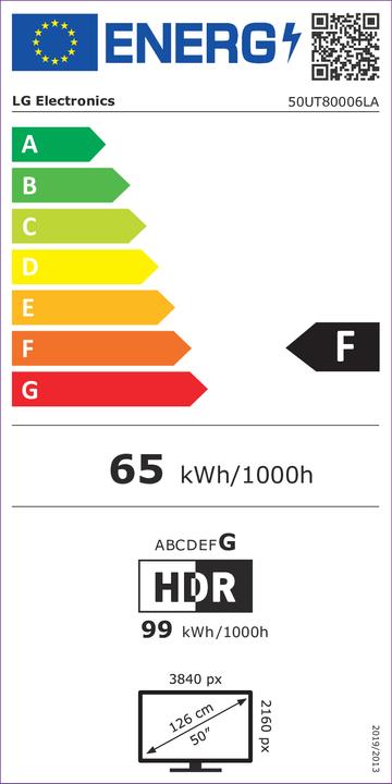 Energy Label LG 50UT80006LA.AEK (50", UT80, LED, 4K, 2024)