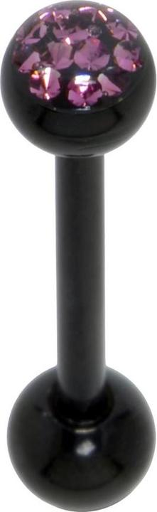 Bijouteria Zungenpiercing (Chirurgenstahl 316L, Epoxiharz, Kristall, PVD Beschichtung (schwarz))
