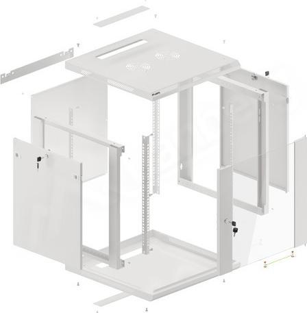 Produktbild Lanberg Wand- Rack 19 " 12U 600x600mm grau (12 HE, 19 Zoll Rack)