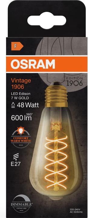 Produktbild Osram Vintage-Lampe (E27, 7 W, 600 lm, 1 x, F)