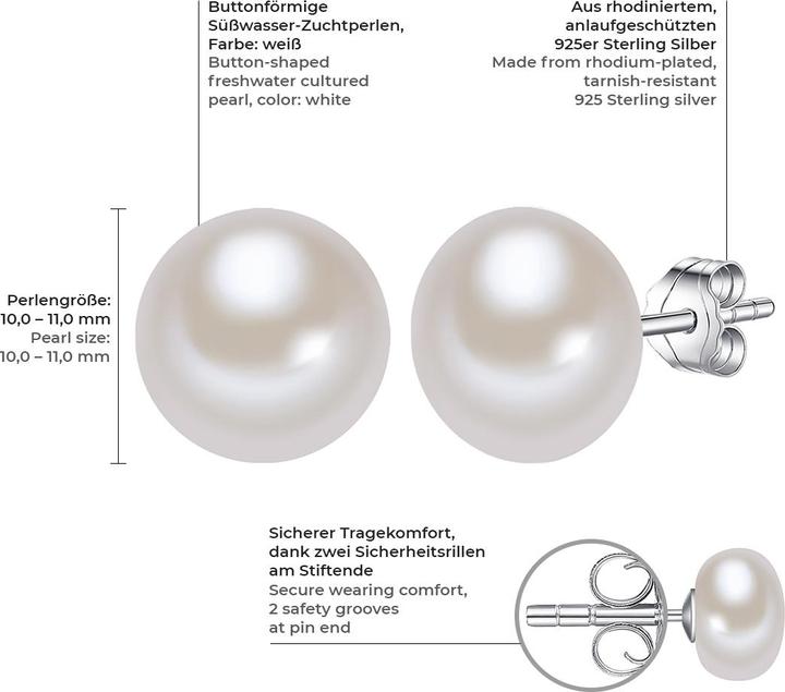 Immagine prodotto Valero Pearls Donna in argento sterling con perle d'acqua dolce coltivate - 3028 (Argento)