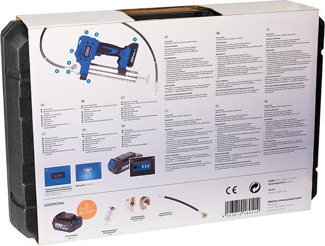 Actual product image Pressol Battery grease gun, 20 V, 2.0 Ah, case
