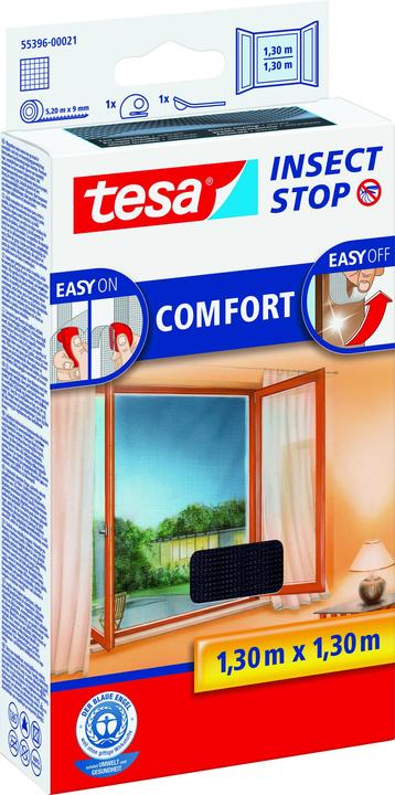 tesa Zanzariera COMFORT per finestre, con nastro velcro, autoadesiva, senza forare