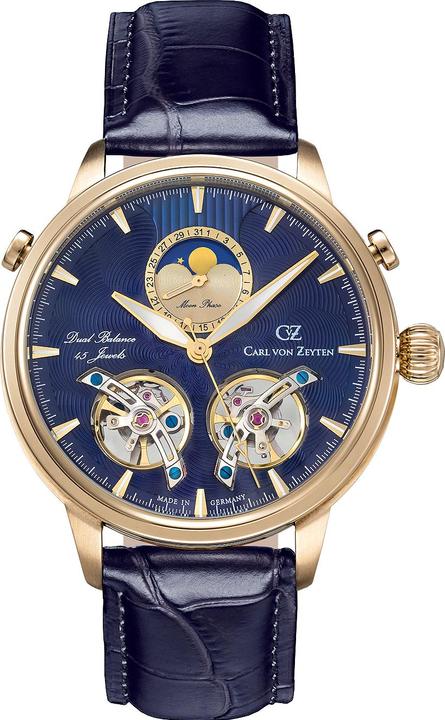 Actual product image Carl von Zeyten CVZ0060GBLS Durbach Moonphase Automatic 45mm 5ATM (Analogue wristwatch, 45 mm)