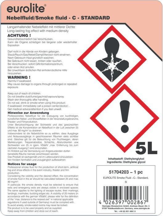 Energie-Label Eurolite Smoke Fluid -C- Standard, 5l Nebelfluid (Nebelfluid)