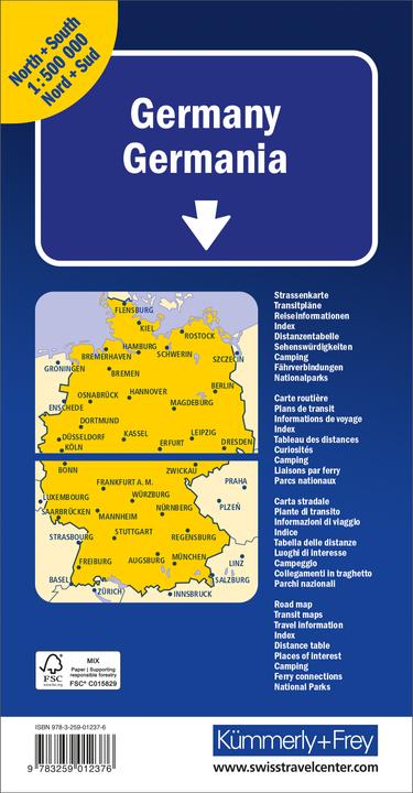 Produktbild Deutschland Nord + Süd Strassenkarte 500000