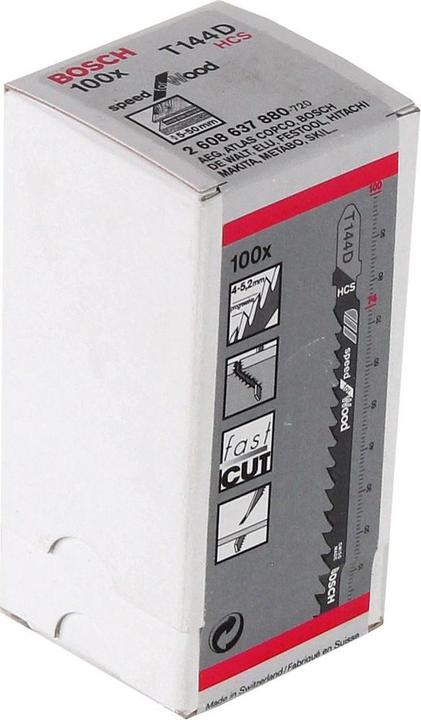 Image du produit Bosch Professional Zubehör Lame de scie sauteuse T 144 D Speed for Wood, pack de 100
