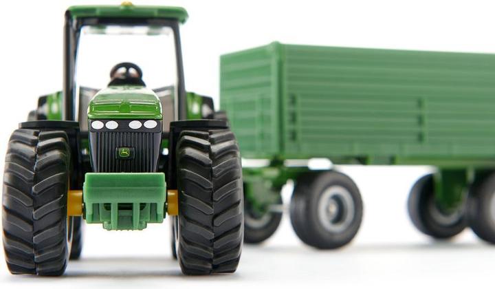 Actual product image Siku John Deere tractor with trailer