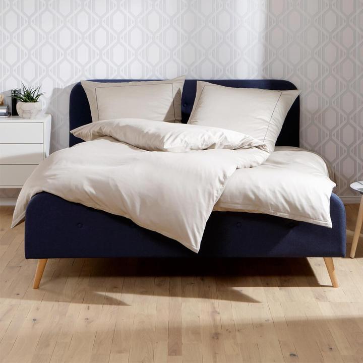 Produktbild Lorena Uni Mako-Satin Bettwäsche Classic Zierstich (Bettwäsche Set, 155x220 cm + 80x80 cm)