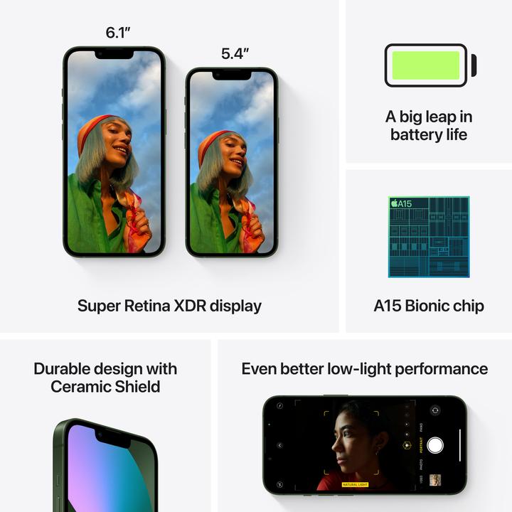 Immagine prodotto Apple iPhone 13 mini (128 GB, Verde, 5.40", SIM + eSIM, 12 Mpx, 5G)