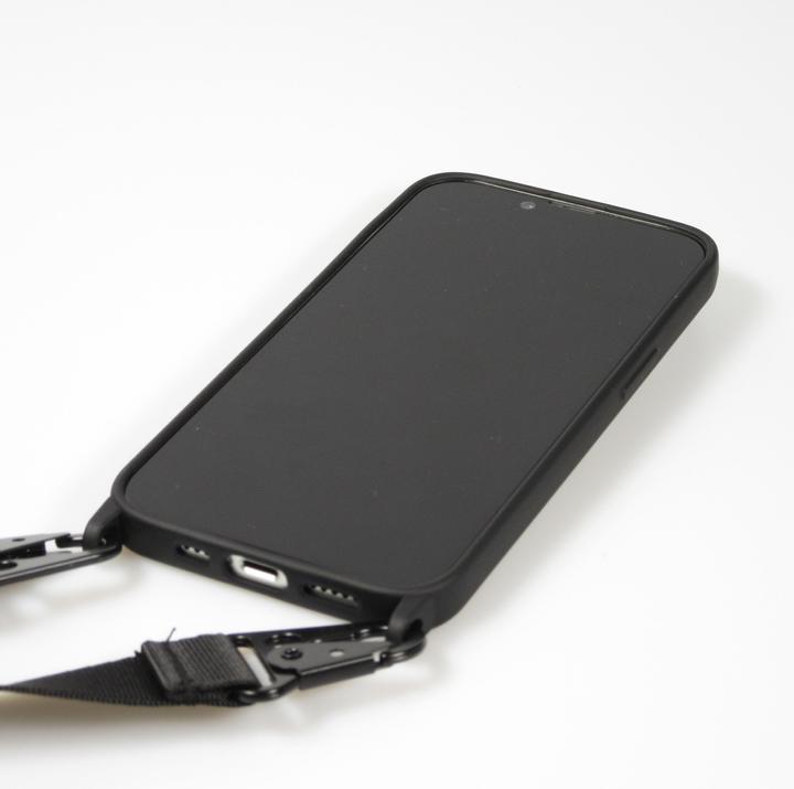 Actual product image PhoneLook Coque Silicone mat avec lanière et mousqueton en fer (Apple iPhone 14)