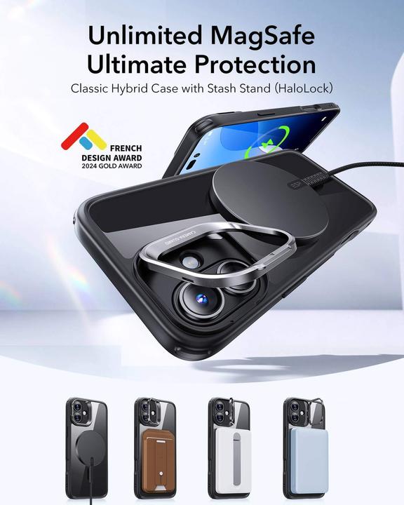 Image du produit ESR Classic Hybrid HaloLock Case avec Stash Stand (Apple iPhone 16)