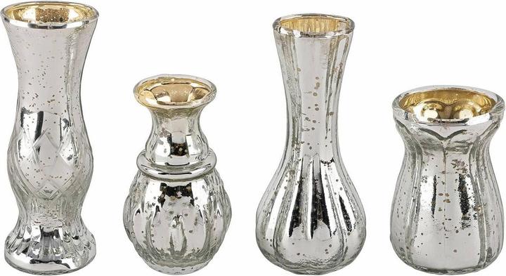 Produktbild Loberon Deko-Vase 4er Set Maelie antiksilber (4 x)