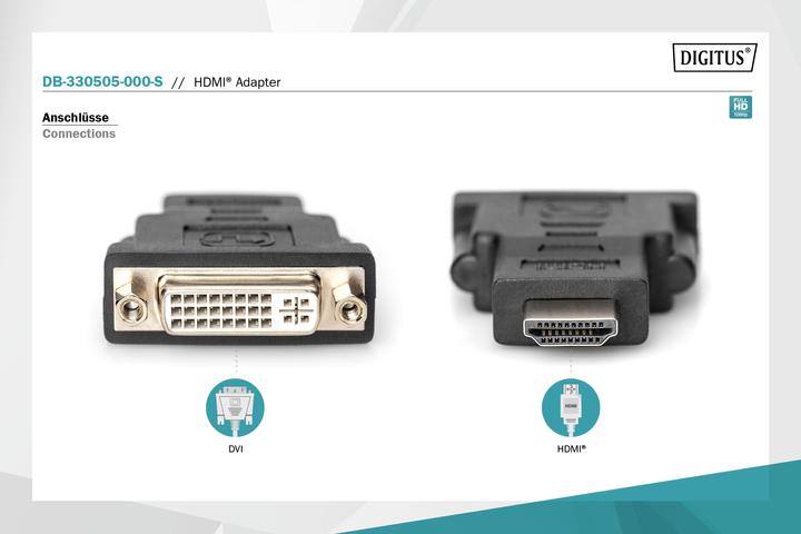 Produktbild Digitus HDMI Adapter, HDMI auf DVI-I (HDMI, DVI)