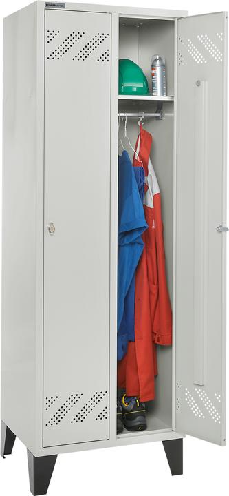 Produktbild Schäfer Shop Garderobenspind, 2 Abteile, m. Drehriegel- o. Zylinderschloss, m. Fuss o. Sockel (63 cm, 185 cm)