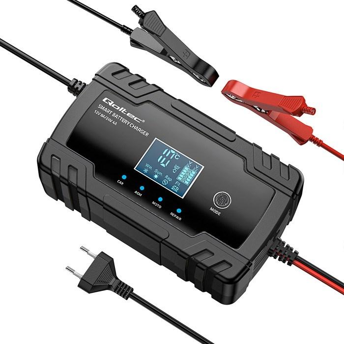 Actual product image Qoltec Mikroprozessor-Ladegerät 12V 8A 24V 4A LCD (12V, 24V, 8 A)