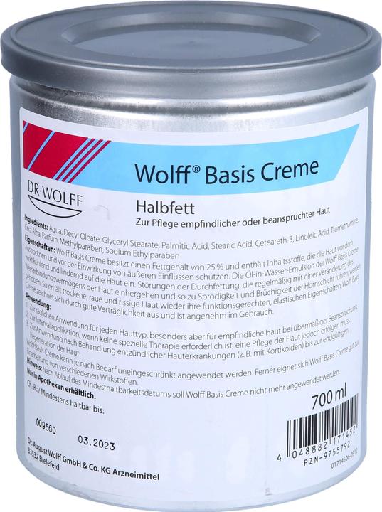 Immagine prodotto Dr. Wolff Crema base Wolff, 700 ml CRE (Crema corpo, 700 ml)