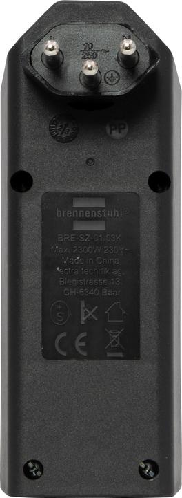 Actual product image Brennenstuhl cleverLINE branch plug 3-fold black with switch, rotatable up to 300° (without hanger) *CH* (Type 13, 3 x)