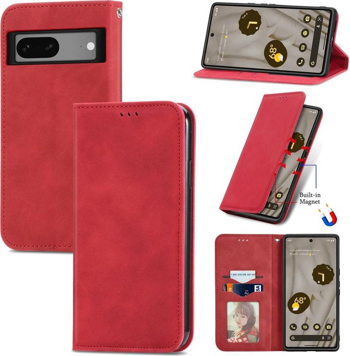 Produktbild König Design Hülle Handy Schutz für Google Pixel 7A Case Cover Klapp Tasche Wallet Etuis Neu (Google Pixel 7a)