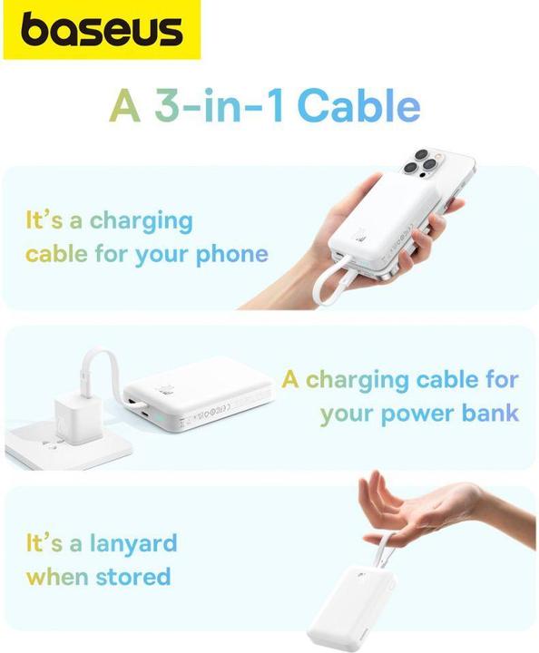 Productafbeelding Baseus Powerbank Magnetic Mini 10000mAh 20W MagSafe (wit) (10000 mAh, 20 W, 20 Wh)