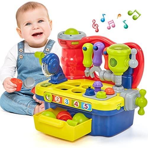 Produktbild Activity Board Babyspielzeug ab 1 Jahr Werkbank Kinder, Motorik-Würfel mit Musik-Lichtspielzeug