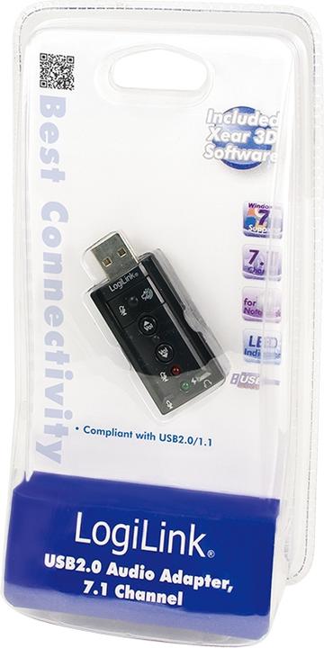 Actual product image LogiLink USB 2.0 sound card with Virtual 7.1 sound effect offers the possibility of loudspeakers (USB 2.0)