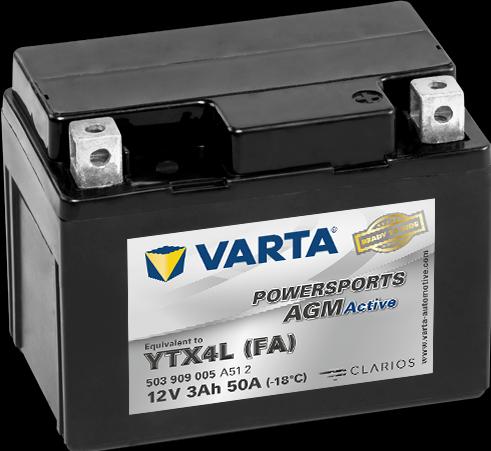 Immagine prodotto Varta Powersports AGM ACTIVE YTX4L-BS 3Ah batteria moto 12V (12 V, 3 Ah, 50 A)