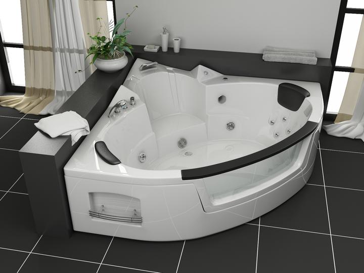 Produktbild PureHaven Whirlpool 152x152 cm Heizung Reinigungsprogramm & Lichttherapie Wasserfall 12 Hydrojets