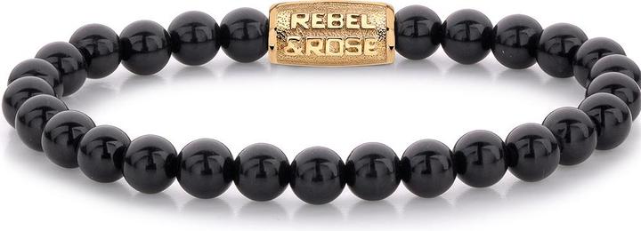 Rebel & Rose Armband Black Velvet RR-60100-G-L Herren (19 cm, Onyx, Acero inoxidable)