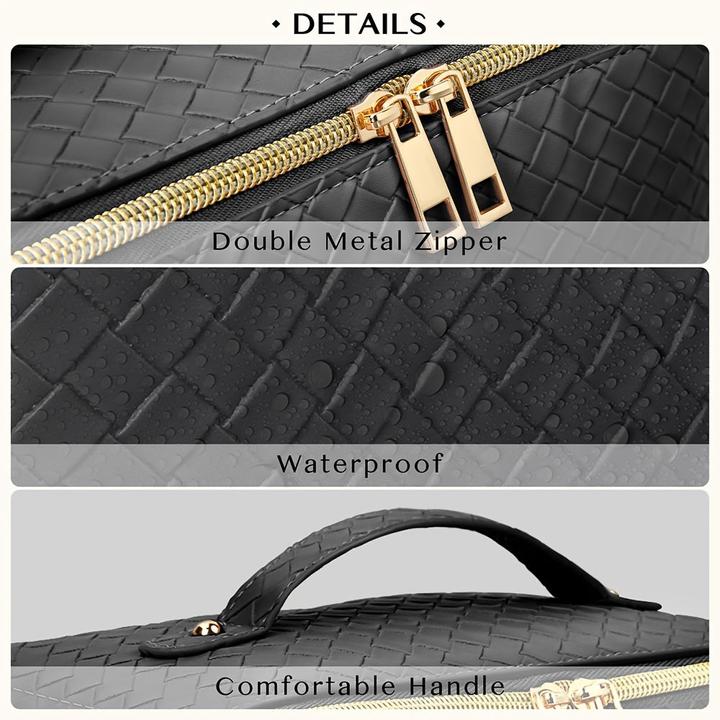 Actual product image Only-Bags.Store Spacious waterproof faux leather make-up bag with handle - portable travel cosmetics organiser with