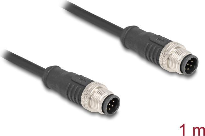 Produktbild Delock M12 Kabel A-kodiert 8 Pin Stecker zu Stecker PVC 1 m (S/FTP, CAT5e, 1 m)
