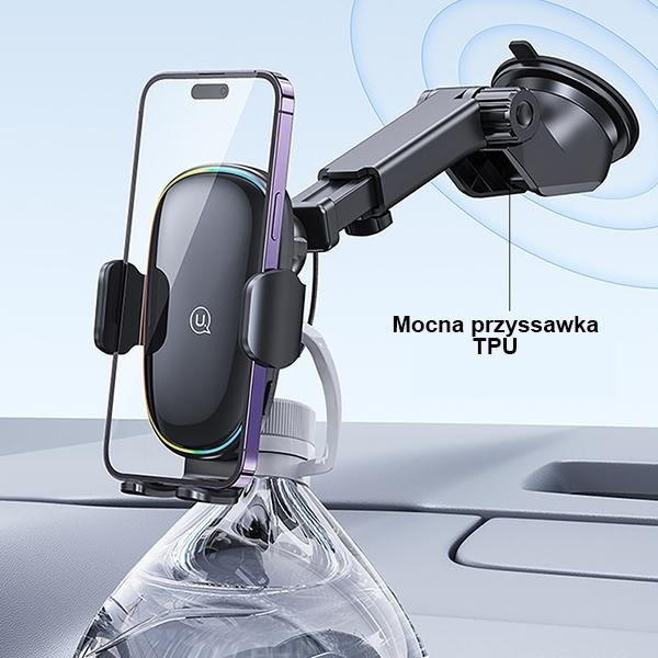 Produktbild Usams Uchwyt indukcyjny US-CD187 15W do szyby/na deskę czarny/black CD187ZJ01