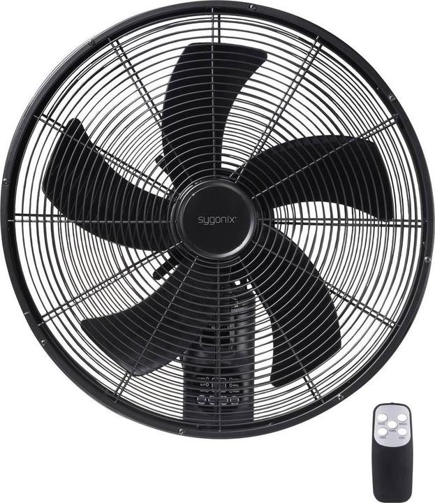 Produktbild Sygonix Wandventilator 50 W (Ø x H) 45 cm x 45.5 cm Schwarz mit Fernbedienung (63.73 dB)