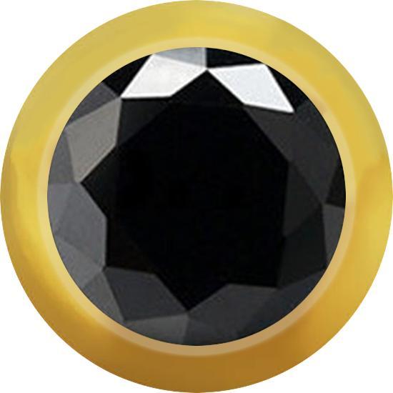 Star Piercing Micro Kugel vergoldet mit Kristall schwarz (ohne Messing, Chirurgenstahl 316L)