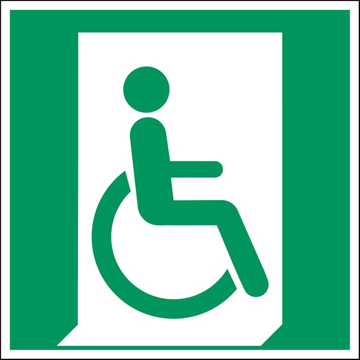 Energy Label Brady E/E030/NT/PE-100X100-250, B-7541, ISO safety sign - Emergency exit for non-ambulatory or disabled