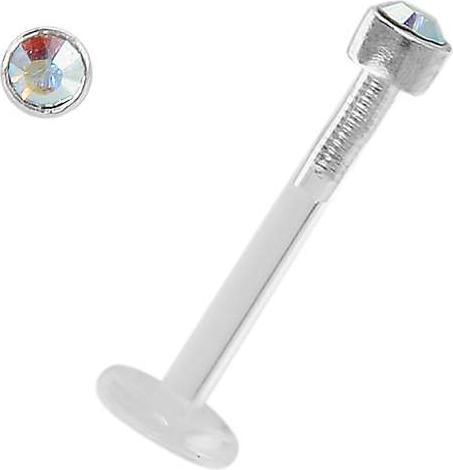 Bijouteria Piercing für Lippe/Tragus (Bioplast, Silber 925, Swarovski Kristall)