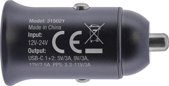 Actual product image InLine USB car power adapter Power Delivery, 2x USB Type-C, black