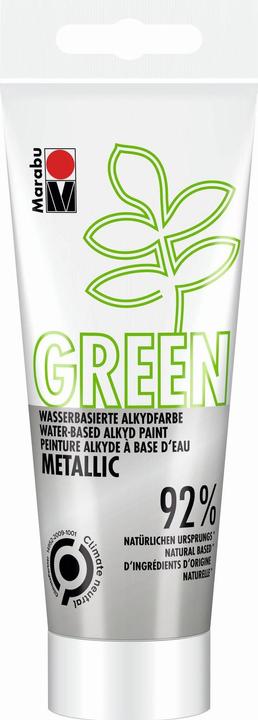 Actual product image Marabu Craft Paint Alkyd Paint Green Metallic Silver, 100 ml (Metallic silver, 100 ml)