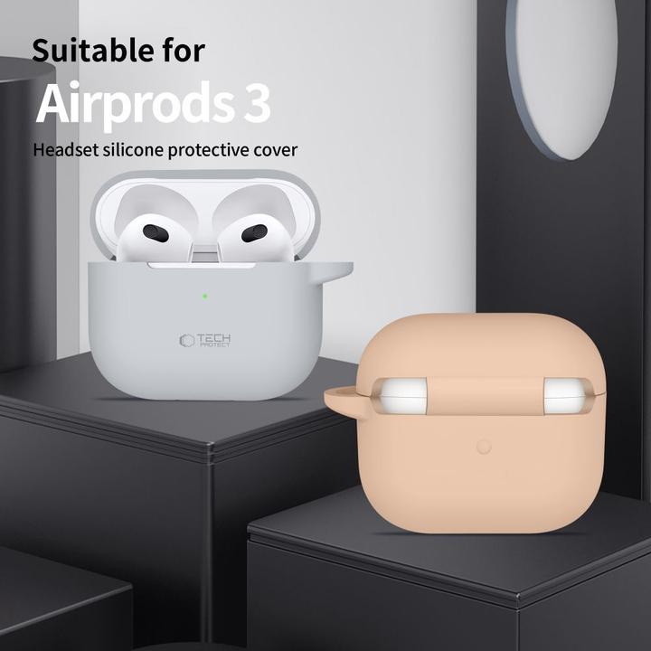 Actual product image Tech-Protect Silicone Hook Case for Apple AirPods 3 - Green (Headphone sleeve)