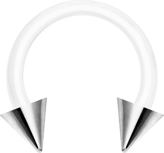 Produktbild Star Piercing Micro Circular Barbell weiss mit zwei Cones silber (Bioflex, Chirurgenstahl 316L, ohne Messing)
